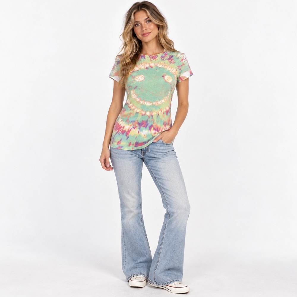 Next Era T-Shirt XL Multicolor Tie Dye Smiley Face Short Sleeve Tee